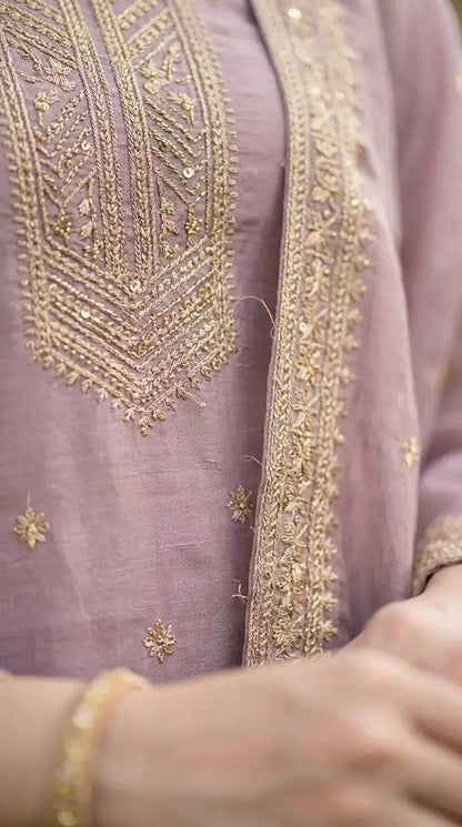 Semi Stitched Soft Blush Pink With Delicate Work Suit Material
