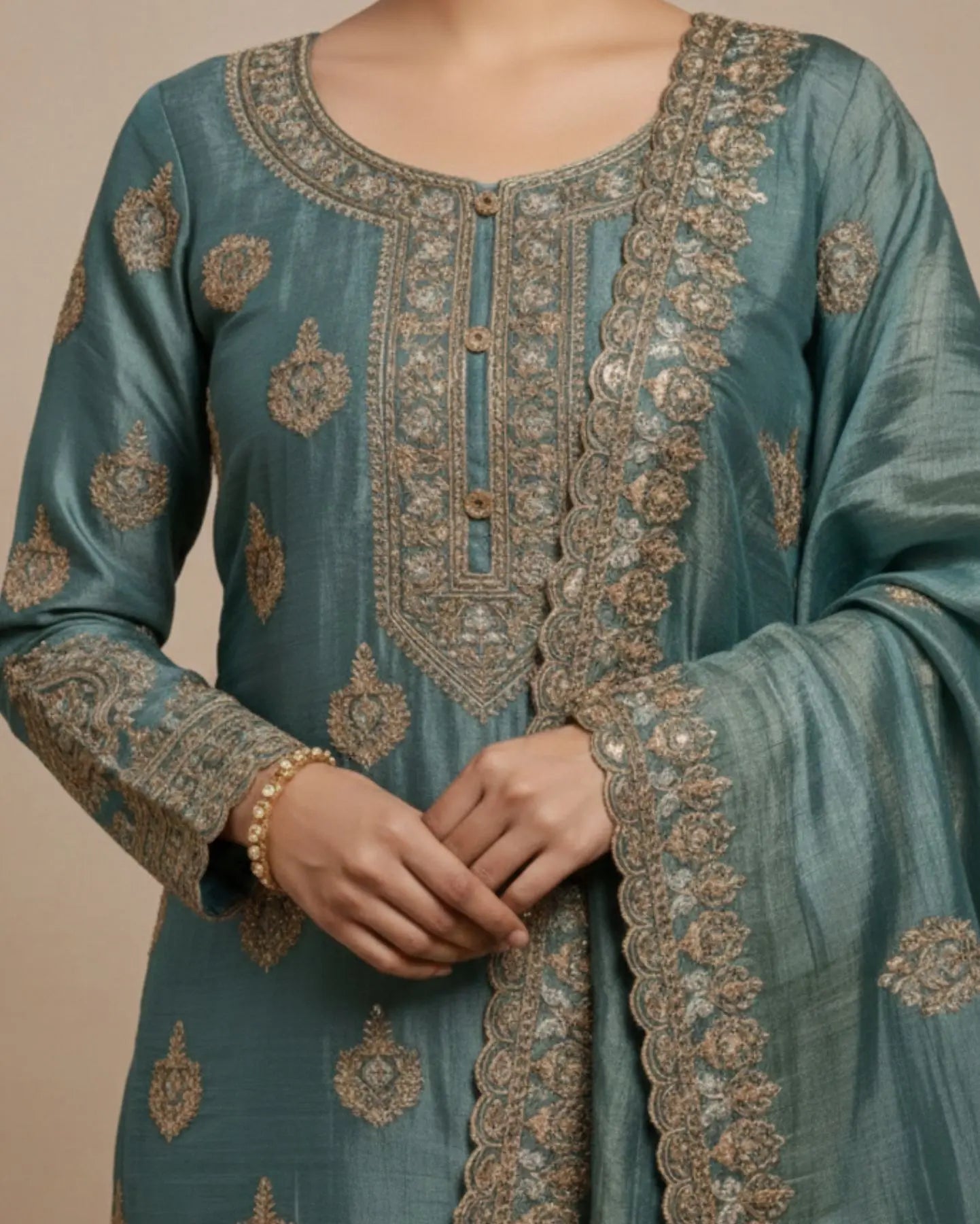 Semi-Stitched Soft Organza-Silk In Pistachio Green With A Gentle Luminous Sheen Suit Material